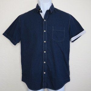 Craft + Flow* Men's Short Sleeve Button Down Curved Hem Pocket BOHO Shirt~ Small